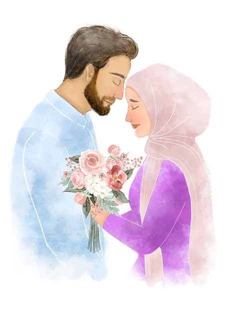 A Muslim couple sharing a moment